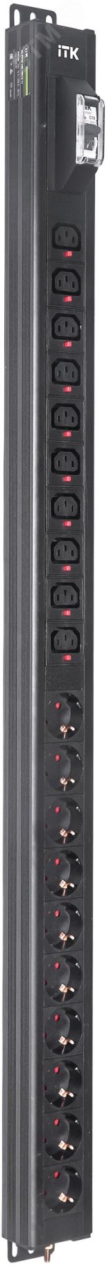 Блок распределения питания ITK BASE PDU PV1101 24U 1ф 16А 10SCHUKO 10C13 без каб. BS-PV70-10D-10C13-11 ITK