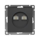 Розетка компьютерная двухместная серия Афина с/у, 1А, RJ45, графит (еврослот) A1086-Gr UNIVersal