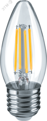 Лампа светодиодная LED 6вт Е27 теплый свеча FILAMENT 21355 Navigator Group