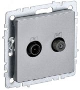 BRITE Розетка двойная TV+SAT РТВ/РСп12-БрА алюминий BR-AF20-O-K47 IEK