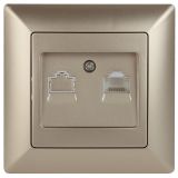Розетка информационная RJ45, СУ, Solo, шампань, 4-303-04 Б0043385 ЭРА