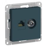 Розетка ATLASDESIGN двойная компьютерная+ТВ RJ45+TV категория 5E механизм изумруд ATN000889 Systeme Electric