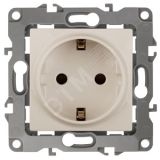 Розетка 2P+E Schuko со шторками, 16A-250В, Эра12, слоновая кость, 12-2102-02 Б0014688 ЭРА