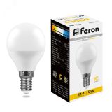 Лампа светодиодная LED 9вт Е14 теплый матовый шар 25801 FERON