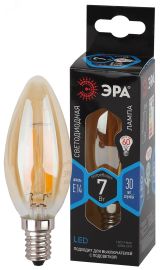 Лампа светодиодная F-LED B35-7W-840-E14 gold (филамент, свеча золот, 7Вт, нетр, E14) (10/100/5000) Б0047033 ЭРА