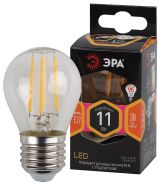 Лампа светодиодная F-LED P45-11w-827-E27 (филамент, шар, 11Вт, тепл, E27) (10/100/4000) Б0047013 ЭРА