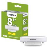 Лампа светодиодная T80 таблетка 8Вт 230В 3000К GX53 GENERICA LL-T80-08-230-30-GX53-G IEK
