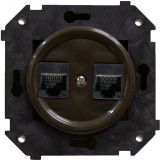 Розетка 2RJ45 механизм+ накладка, цвет коричневый (скрытый монтаж) B3-302-22 Bironi