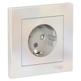 Розетка ATLASDESIGN с заземлением со шторками 16А в сборе жемчуг ATN000444 Systeme Electric