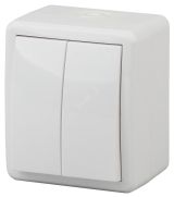Выключатель двойной с подсветкой IP54, 10АХ-250В, ОУ, Эра Эксперт, белый,11-1405-01 Б0020677 ЭРА