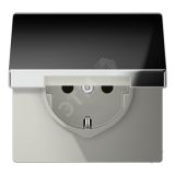 Штепсельная розетка SCHUKO одинарная, с заземлением, с откидной крышкой, 16A, 250В  (механизм + накладка, без рамки). Серия LS990  Материал- металл  Цвет- полированный хром GCR1520KL JUNG