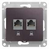 GLOSSA розетка двойная компьютерная RJ45+RJ45 кат.5E механизм сиреневый туман GSL001485KK Systeme Electric