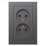 ATLASDESIGN РОЗЕТКА двойная без заземления,16А, в сборе, БАЗАЛЬТ ATN001420 Systeme Electric