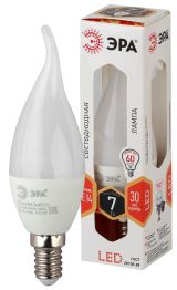 Лампа светодиодная LED BXS-7W-827-E14 (диод, свеча на ветру, 7Вт, тепл, E14 (10/100/2800) Б0028482 ЭРА