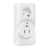 Розетка двойная (РШ/евро) 32А/16A 250В 2P+PE бел. AS-250-32/16-O EKF