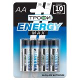 Батарейка Трофи LR6-4BL ENERGY MAX Alkaline (40/640/20480) Б0015138 ЭРА