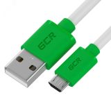Кабель Micro USB, 0.3 м., белый-зеленый, быстрая зарядка 1000698996 Greenconnect