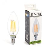 Лампа светодиодная LED 15вт Е14 белый свеча FILAMENT 38258 FERON