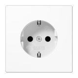Штепсельная розетка SCHUKO одинарная, с заземлением, без шторок, 16A, 250В  (механизм + накладка, без рамки). Серия LS990  Материал- дуропласт  Цвет- белый LS1520WW JUNG