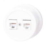 Розетка Лизетта RJ45 информационная двойная, керамика, цвет белый B1-302-01 Bironi