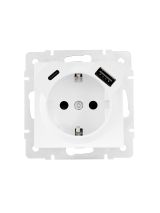VESNA  Розетка с/з TC+USB разъём белая 742-0288-181TC Lezard
