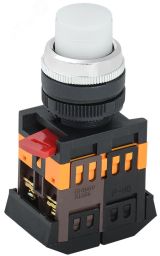 Кнопка белая ABLFP-22 1з+1р с подсветкой неон 240В BBT20-ABLFP-K01 IEK