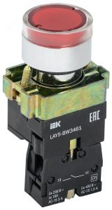 Кнопка управления красная LAY5-BW3461 1но с подсветкой 240В BBT50-BW-K04 IEK