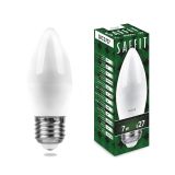 Лампа светодиодная LED 7вт E27 белый матовая свеча 55033 SAFFIT