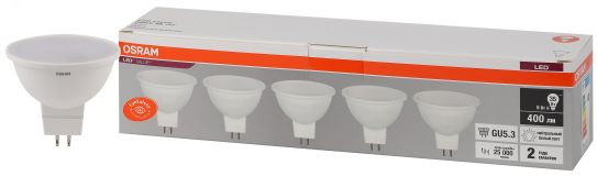 Лампа светодиодная LED 5 Вт GU5.3 4000К 400Лм спот 220 В (замена 35Вт) OSRAM 4058075585225 LEDVANCE