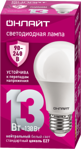 Лампа светодиодная 13вт OLL-A60-13-230-4K-E27 PRO 90-240В ОНЛАЙТ 31983 ОНЛАЙТ