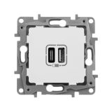 Зарядное устройство с двумя USB-разьемами тип A-тип С 240В/5В 3000мА - Etika - Цвет Белый 672236 Legrand/Daccord