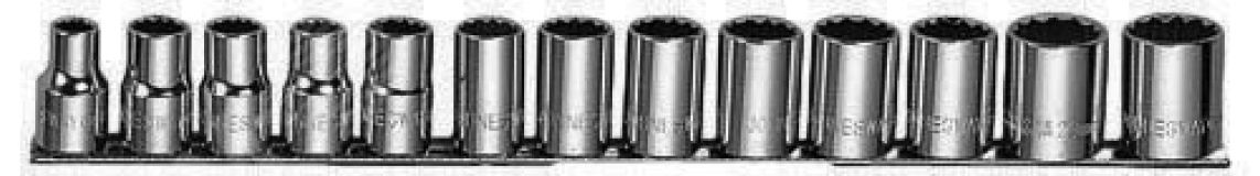 Набор головок торцевых 12-гранных MAXI-DRIVE 1/2''DR на держателе, 10-24 мм, 13 предметов 049078 Jonnesway