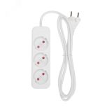 Удлинитель STANDARD 3 гнезда, 1,5 м, 2х1,0 мм2, б/з, белый 13-4006 REXANT