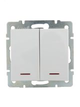 Выключатель RAIN двойной с подсветкой белый механизм 703-0288-112 Lezard