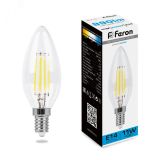 Лампа светодиодная LED 11вт Е14 дневной свеча FILAMENT 38231 FERON
