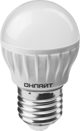 Лампа светодиодная LED 8вт E27 белый матовый шар 19738 ОНЛАЙТ