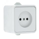 Прага Розетка 10А без заземления IP44 белая EKR10-022-10-44 EKF