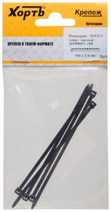 Ремешок-хомут черный JSS 100 х 2.5 мм (5 шт.) SORMAT 60430-2 ХВАТ
