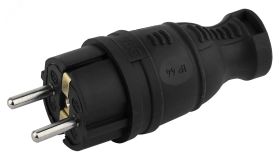 Вилка каучуковая з/з прямая 16A IP44 черная       V8-B-IP44 Б0044540 ЭРА