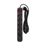Удлинитель STANDARD 5 гнезд, 3 м, 3х1,0 мм2, с/з, с выключателем, 2 USB, черный 13-4041 REXANT