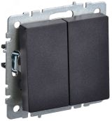 BRITE Выключатель двухклавишный проходной 10А ВС10-2-6-БрЧ черный BR-V22-0-10-K02 IEK