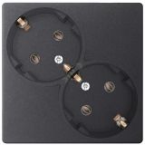 Розетка 2х2К+З Schuko без штор, графит 2450459-038 Simon