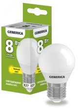 Лампа светодиодная G45 шар 8Вт 230В 3000К E27 GENERICA LL-G45-08-230-30-E27-G IEK