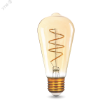 Лампа светодиодная филаментная LED 6 Вт 360 лм 2400К AC185-265В E27 ST64 теплая золотистая колба Black Filament Gauss 157802006 GAUSS