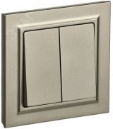 BRITE Выключатель двухклавишный 10А в сборе ВСР10-2-0-БрШ шампань IEK BR-V20-0-10-K37-F IEK