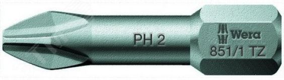 Бита торсионная 851/1 TZ PH вязкая твердость хвостовик 1/4 C 6.3 PH 1 x 25 мм WE-056505 Wera