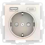 ATLASDESIGN РОЗЕТКА 16А c 2 USB A+C, 5В/2,4А/3,0А, 2х5В/1,5А, механизм, ЖЕМЧУГ ATN000432 Systeme Electric