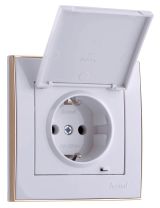 Розетка RAIN с/з с крышкой керамика белая с боковой вставкой золото 703-0226-123 Lezard