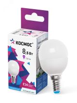 Лампа светодиодная LED 8.5Вт Шар 220В Е14 D45х82 6500К холодный 720 лм LkecLED8.5wGL45E1465 Космос