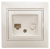 Розетка телефонная RJ11, СУ, Plano, сл.кость, 1-302-02 Б0027620 ЭРА